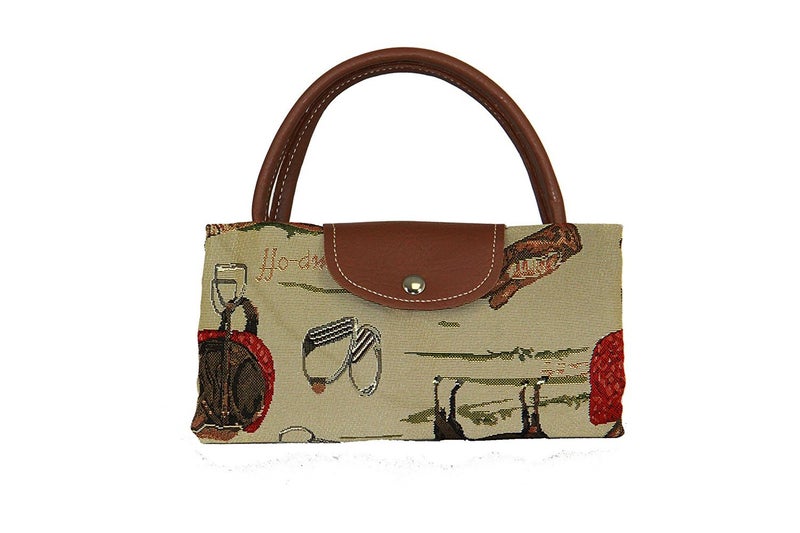 Signare Tapestry Foldable Tote Bag Reusable Shopping Bag Grocery Bag With Horse Design (FDAW-HOR) - Image 2